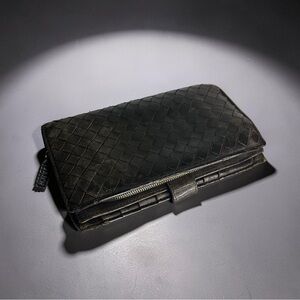 BOTTEGA VENETA Intrecciato woven leather midsize/long clutch wallet in brown